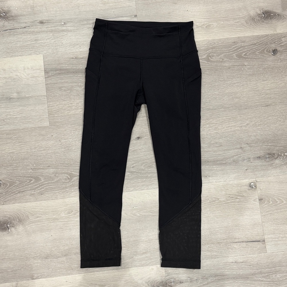 Lululemon Cropped Mesh Black Leggings